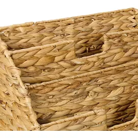 Relaxdays Zeitungsständer, Wasserhyazinthe, HxBxT: 41 x 40 x 25 cm, 4 Fächer, geflochtener Zeitschriftenständer, Natur