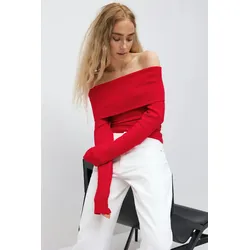 Gina Tricot - Knitted off shoulder top - Off-Shoulder-Shirt - Rot - M - Dame - Rot - M