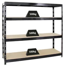 Proregal Profi Schwerlastregal Rhino HxBxT 180x200x60cm Fachlast 500kg 4X Spanplatten-Ebenen 16mm Garagenregal, Lagerregal, Steckregal, Weitspannregal