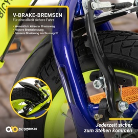 Actionbikes Motors Actionbikes Kinderfahrrad Turbo 16 Zoll Stützräder, V-Brake-Bremsen, Lenker-/Kettenschutz, Klingel