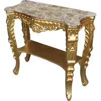 Casa Padrino Barock Konsolen Tisch Gold mit Marmorplatte -