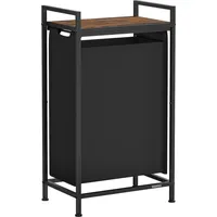 VASAGLE Wäschekorb mit Ablage tintenschwarz-vintagebraun