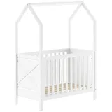 58 aufm Kessel BABYBETT mit Dach Karyl 3-fach höhenverstellbar Kiefer massiv weiß | Gr.: onesize