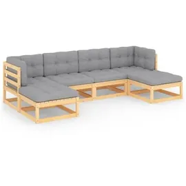vidaXL Garten-Lounge-Set 6-tlg. natur/grau