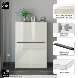 Set One by Musterring Highboard 92 x 140 cm Beige / Braun