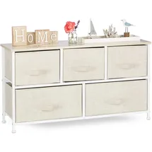 Relaxdays Schubladenbox Metall und Holz 100 cm x 54,5 cm x 30 cm beige