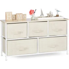 Relaxdays Schubladenbox Metall und Holz 100 cm x 54,5 cm x 30 cm beige