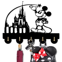 KingLive Micky Maus Minnie Schlüsselbrett, Disney Schlüsselbrett, Schlüsselregal Selbstklebend als Schlüsselboard Aufbewahrung, Hölzerner Disney-Wandbehang, Disney-Wohnkultur-Geschenke