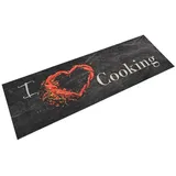 vidaXL Küchenteppich Waschbar Cooking Schwarz 60x180 cm Samt