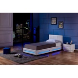 Home Deluxe LED Bett ASTEROID mit Matratze & weiß, 90 x 200 cm mit Matratze