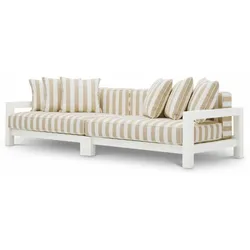 Casa Padrino Luxus Outdoor Garten Sofa Matt Weiß / Beige 273,5 cm - Luxus Garten Möbel