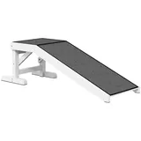 MC Star Hunderampe Haustierrampe mit rutschfestem Teppich Haustierleiter für Hund (für Hund bis 30 kg Kiefernholz Polyester Weiß+Grau 125 x 40 x 35,5 cm) grau