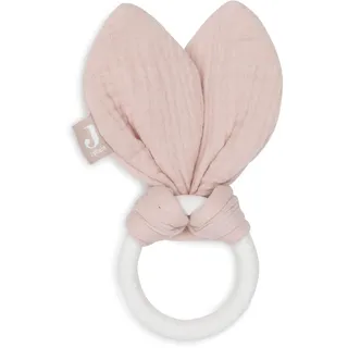 jollein Beißring Baby Bunny Ears Wild Rose - Baby Greifling - Baumwolle - Silikon Ring - Zahnungshilfe - Baby Spielzeug