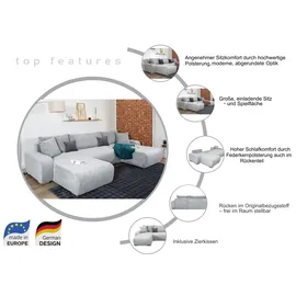Collection AB Wohnlandschaft Polyester U-Form 3-Sitzer Beige