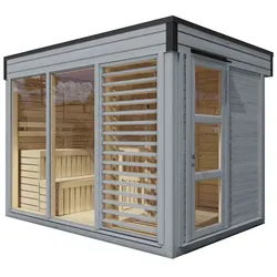 Wolff Finnhaus Saunahaus Paradiso 3x2 (2-Raum) hellgrau -