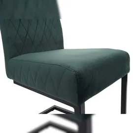 Mendler 2er-Set Freischwinger HWC-L15, Besucherstuhl Konferenzstuhl Stuhl, Samt Stahl pulverbeschichtet ~ grün