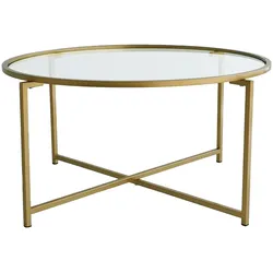 Skye Decor, Gold- Gold Sun S404NOS, Gold, Couchtische, 40x83x83 cm, 100% getempertes Glas