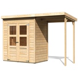 Karibu Merseburg 2 3,22 x 1,22 m natur inkl. Anbaudach