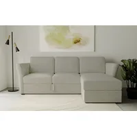 Ecksofa HOME AFFAIRE "Lavars, L-Form, Schlafsofa" Sofas Gr. B/H/T: 242cm x 90cm x 155cm, Flachgewebe, Recamiere rechts, beige (sand) mit Bettfunktion und Stauraum, in zwei verschiedenen Bezugsqualitäten