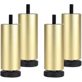 NURBAL Möbelfüße Verstellbar 4 Stück, Hochwertige Aluminium Möbelfüße, DIY rutschfest/Abriebfest Füße für möbel, für Tischfuß Couchfüße Bettfüße 15cm/5.9in Gold