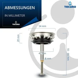tecuro Siebkorb Ø 54 mm mit Metall-Führungsstange 8 mm und Höhenverstellung Farbe Silber