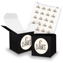 itenga Geschenkbox itenga SET DANKE Hochzeitspaar (Motiv 24) 24x Würfel 6,5cm schwarz + S