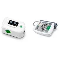medisana PM 100 connect Pulsoximeter, Messung der Sauerstoffsättigung im Blut, Fingerpulsoxymeter und One-Touch Bedienung & BU 510 Oberarm-Blutdruckmessgerät, Weiß, Einheitsgröße