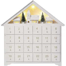 EMOS Leuchtender Adventkalender aus Holz 2023 Weiß
