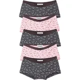 bonprix Panty BONPRIX, Mädchen, Gr. 152/158, 5 Stk., grau (schiefergrau, hellrosa bedruckt), Obermaterial: 95% Baumwolle, 5% Elasthan, Unterhosen Panty, im 5er-Set, aus Baumwolle und Elasthan, körpernahe Passform