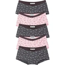 bonprix Panty BONPRIX, Mädchen, Gr. 152/158, 5 Stk., grau (schiefergrau, hellrosa bedruckt), Obermaterial: 95% Baumwolle, 5% Elasthan, Unterhosen Panty, im 5er-Set, aus Baumwolle und Elasthan, körpernahe Passform