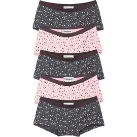 bonprix Panty BONPRIX, Mädchen, Gr. 152/158, 5 Stk., grau (schiefergrau, hellrosa bedruckt), Obermaterial: 95% Baumwolle, 5% Elasthan, Unterhosen Panty, im 5er-Set, aus Baumwolle und Elasthan, körpernahe Passform