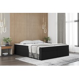 Fun Möbel Boxspringbett Schlafzimmerbett PRIMA 140x220cm Stoff Schwarz inkl. Bettkasten