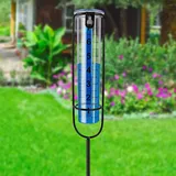 Regenmesser, Rain Gauge, 7 Zoll Regenmesser Glas, Regenmesser Frostsicher, Regenwassermesser Niederschlagsmesser mit Metallpflock, für Rasen, Hof, Garten Dekoration, Landschaft und Gartenzubehör