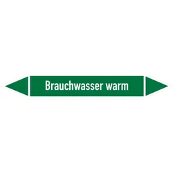 Rohrleitungskennzeichnung, "Brauchwasser warm" - 270x37 mm Folie selbstklebend