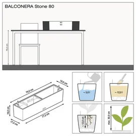 LECHUZA Balconera Stone 80 Komplettset 80 x 19 x 19 cm sandbeige