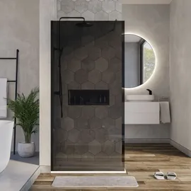 Bernstein Duschabtrennung Bernstein EX101 Walk-In Nano 8mm Echtglas Schwarz graues Glas 100cm