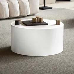 KADIMA DESIGN Couchtisch MONOBLOC 60x60x30 cm Weiß Hochglanz, Design Wohnzimmertisch Rund, Lounge Sofatisch Schlicht, Kaffeetisch