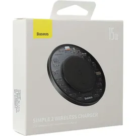 Baseus Simple 2 wireless inductive charger 15W with USB-C to USB-C cable (black)