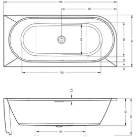 Riho Desire Corner Eckbadewanne 180 x 84 cm (B088010005)