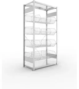 META Gitterkorbregal GR leicht 2000 x 1000 x 500 mm verzinkt mit 4 Drahtkörben und Trenngitter