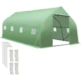 Tectake Foliengewächshaus 27 m3, in Zeltform mit 8 Fenstern Reißverschlussöffnung, 600 x 300 x 205 cm
