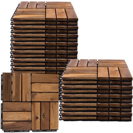 ETC Shop Etc-shop - Holzfliese Akazie 30 x 30 Terrassenfliesen Holz Terrassenplatten Klicksystem Außen Klickfliesen Balkon, wetterfest rutschfest, h 1,9 cm,