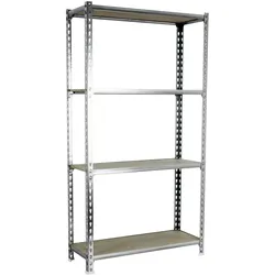PROREGAL Schwerlastregal MID MULI | HxBxT 150x90x50cm | 4 Fachböden | Fachlast 150kg | Verzinkt | Lagerregal Kellerregal Werkstattregal Fachbodenregal