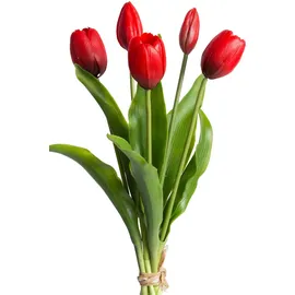 OTTO home Kunstblume OTTO HOME "Tulpenbündel Holland real Touch", rot, B:10cm H:35cm T:10cm Ø:10cm, Kunststoff, Kunstpflanzen