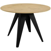 Egen Esstisch Eiche Bianco, Schwarz, Holz, Rund,Rund, Stativgestell, 90x76x90