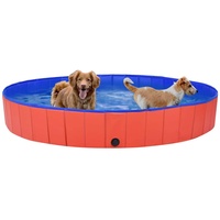Tidyard Hundepool für Große & Kleine Hunde Katzen Planschbecken Schwimmbecken Schwimmbad Hundebad Faltbare, PVC Rot 200 x 30 cm