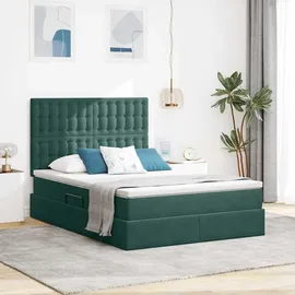 vidaXL Bett mit Stauraum und LED mit LED Dunkelgrün 140 x 200 cm Samt