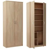 home collective Mehrzweckschrank mit 8 Fächern Besenschrank Haushaltsschrank in mattem Finish mit 6 Einlegeböden und 2 Türen sonoma