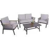 Garden Pleasure Lounge-Gruppe Denia 4-teilig Dunkelbraun-Grau