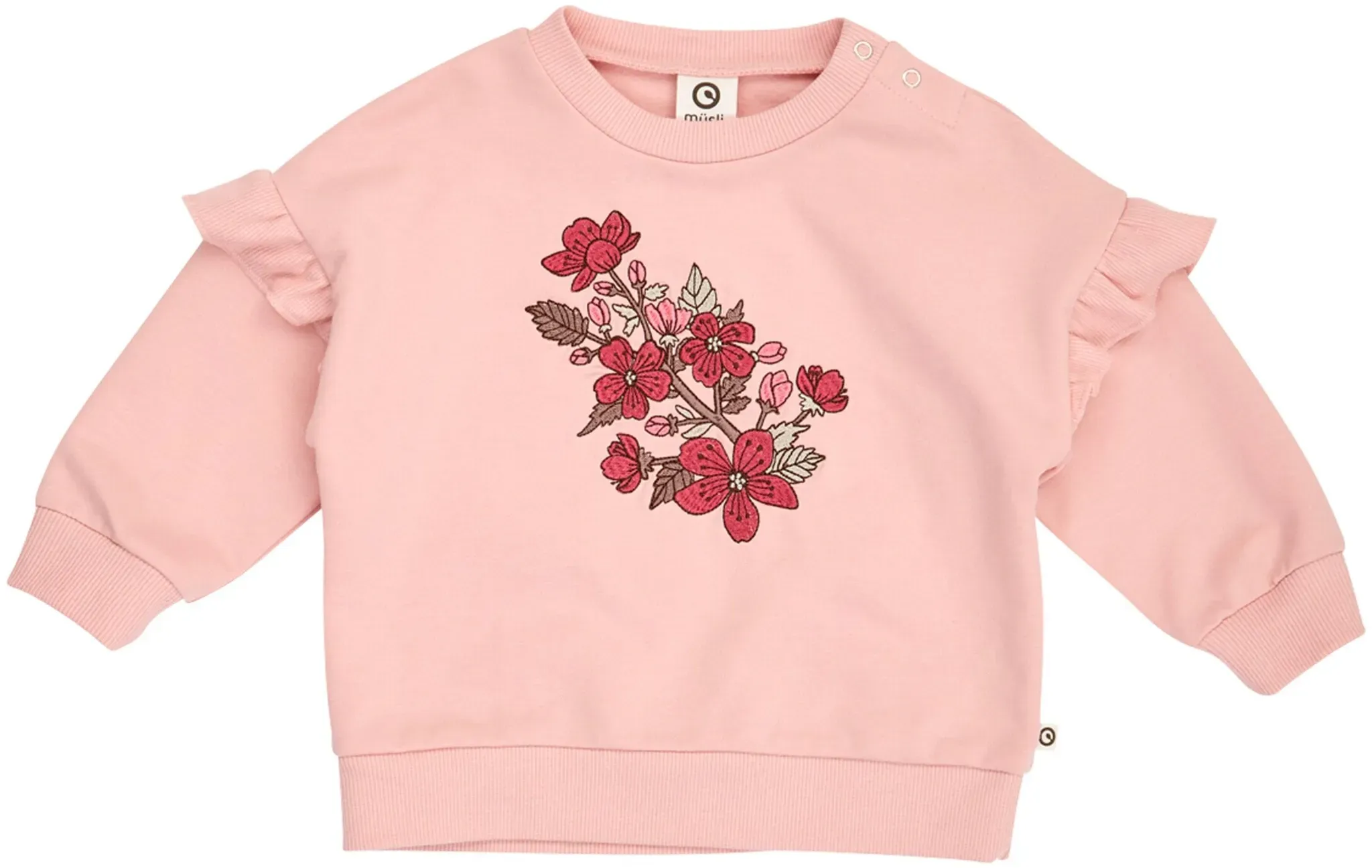 Müsli Sweatshirt Blumen Rüschen, rosa, 86